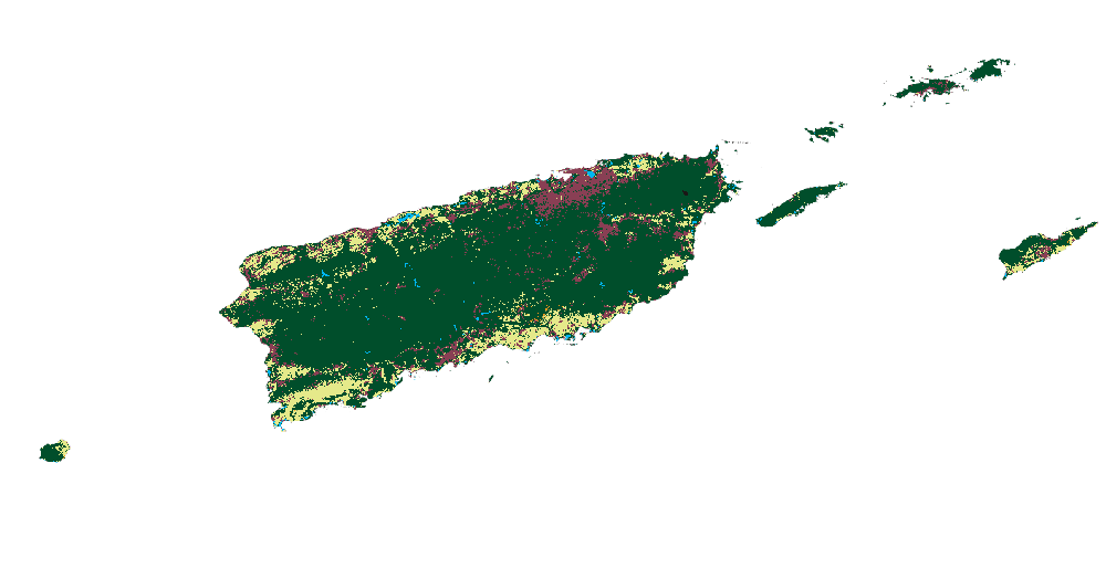Map of LCMS Land Cover output across Puerto Rico and the U.S. Virgin Islands