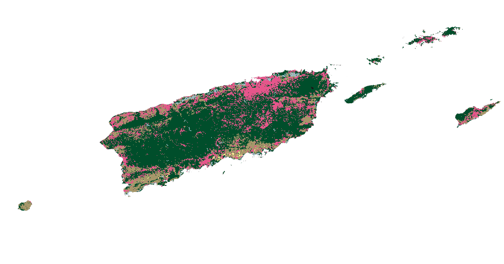Map of LCMS Land Use output across Puerto Rico and the U.S. Virgin Islands